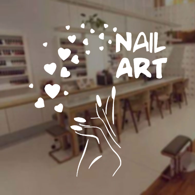 Interior Design Nail Salon - Çivi sanat pencere çıkartmaları aşk güzellik