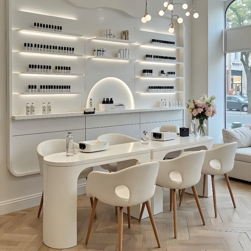 Interior Design Nail Salon - MS Display Bej Krem Beyaz Özel