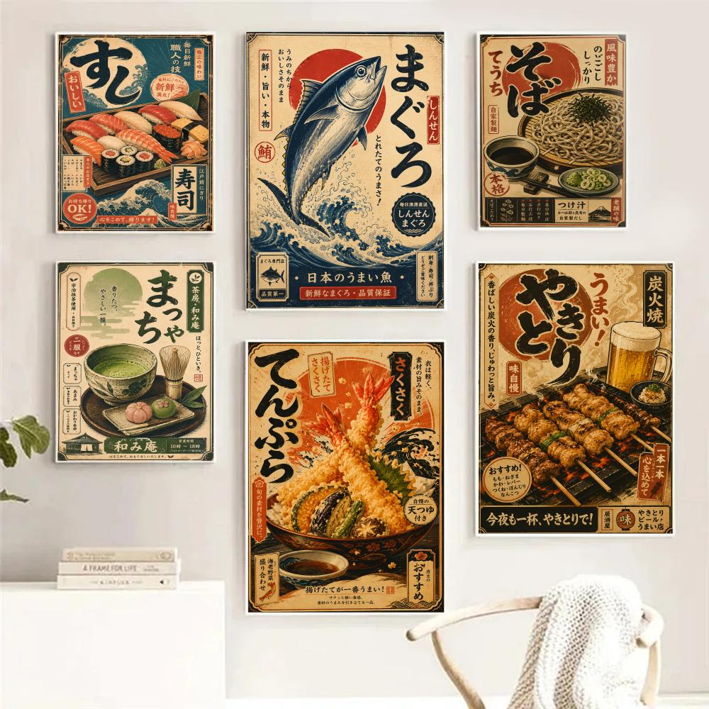 Interior Design Drawing - Vintage Japon Balık Suşi Lamian Erişte