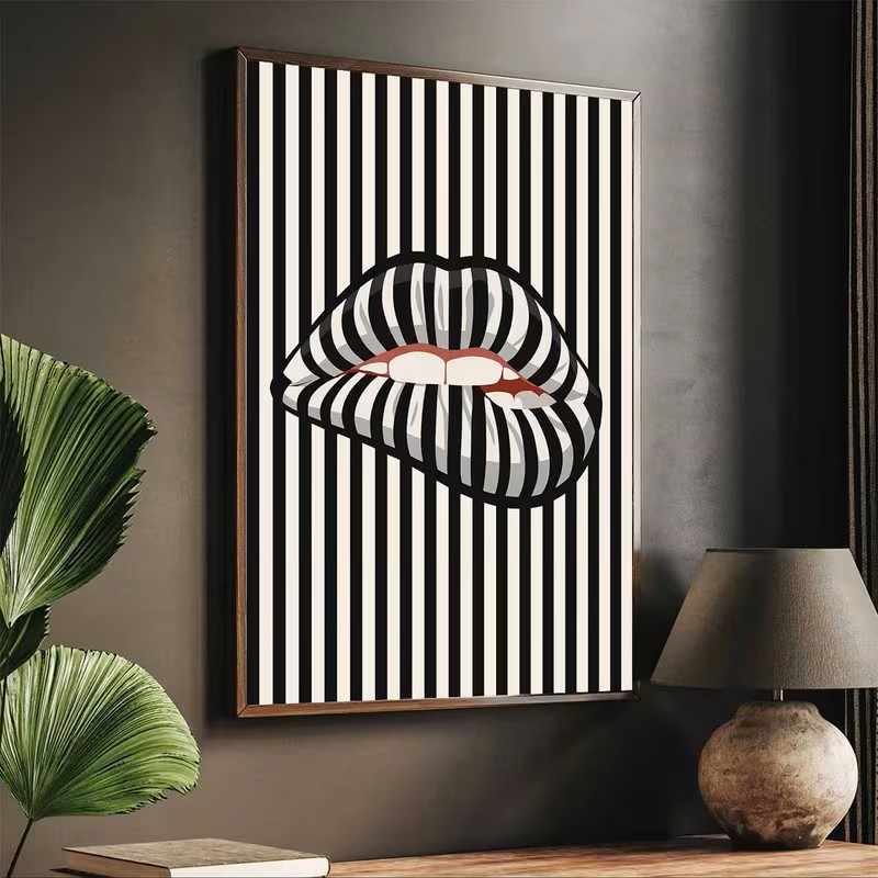 Basit ve Soyut Çizgili Dudak Ş - Interior Design Drawing incelemesi ve fiyatı